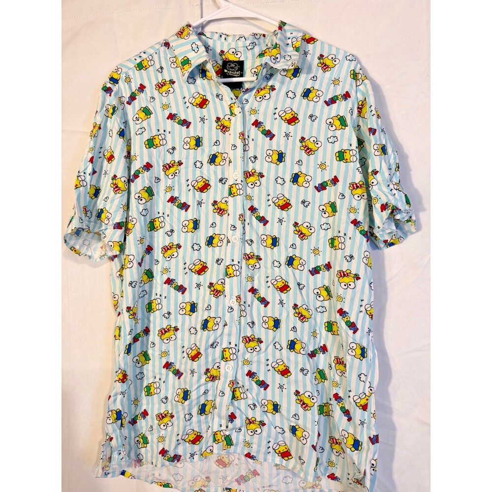 New Keroppi Sanrio Button Up Cartoon Shirt Men's Medium Graphic Hot Topic Fun